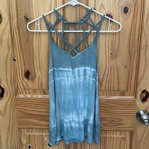 American Eagle Outfitters Soft & Sexy Blue Tie Dye Cage Tank Top